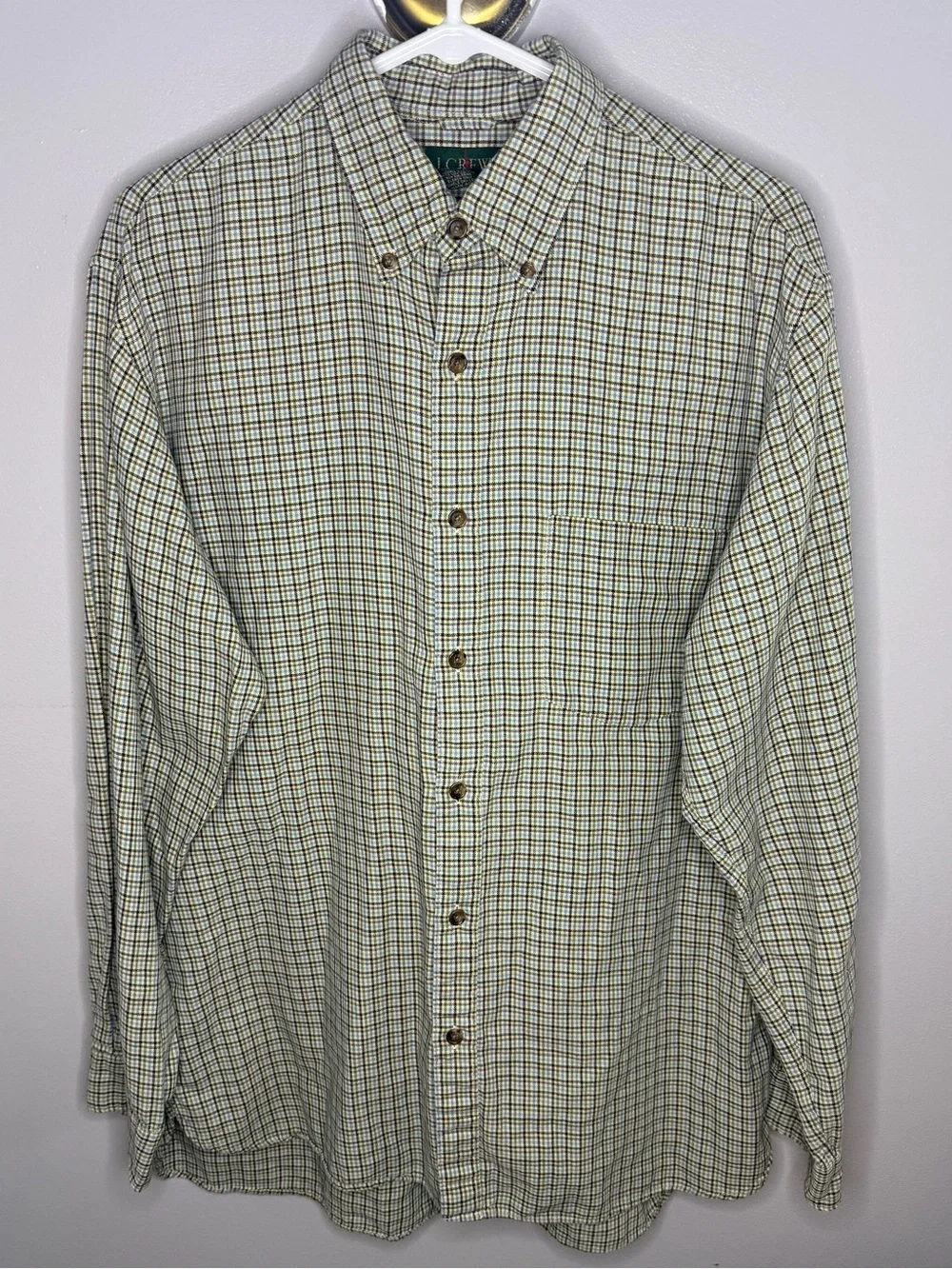 Vintage J.Crew Men’s Plaid Button Down Shirt Long Sleeve Cotton Button Collar
